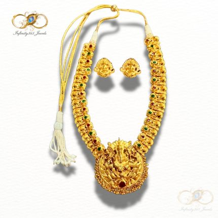 Temple Jewellery Ganesh Ji Blessings Necklace Set - Infinity 365 Jewels
